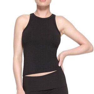 SKIMS Stretch Cotton Jersey High Neck Tank in Onyx - XS
